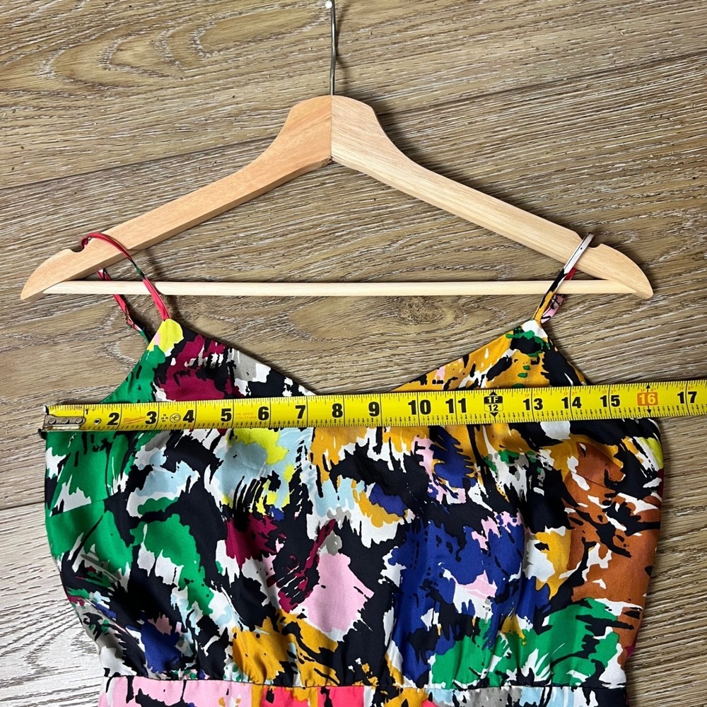 J.Crew Silk Women's Abstract Painterly Print Midi Dress Multicolor V-Neck Size 0 - Picture 10 of 13